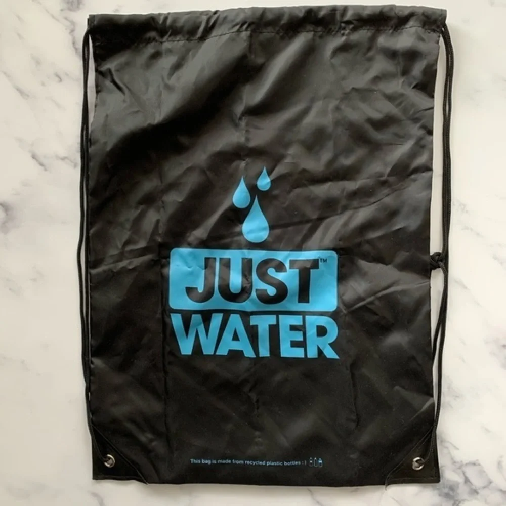 Just Water Black Cinch Sack Backpack Pool Camp Gym